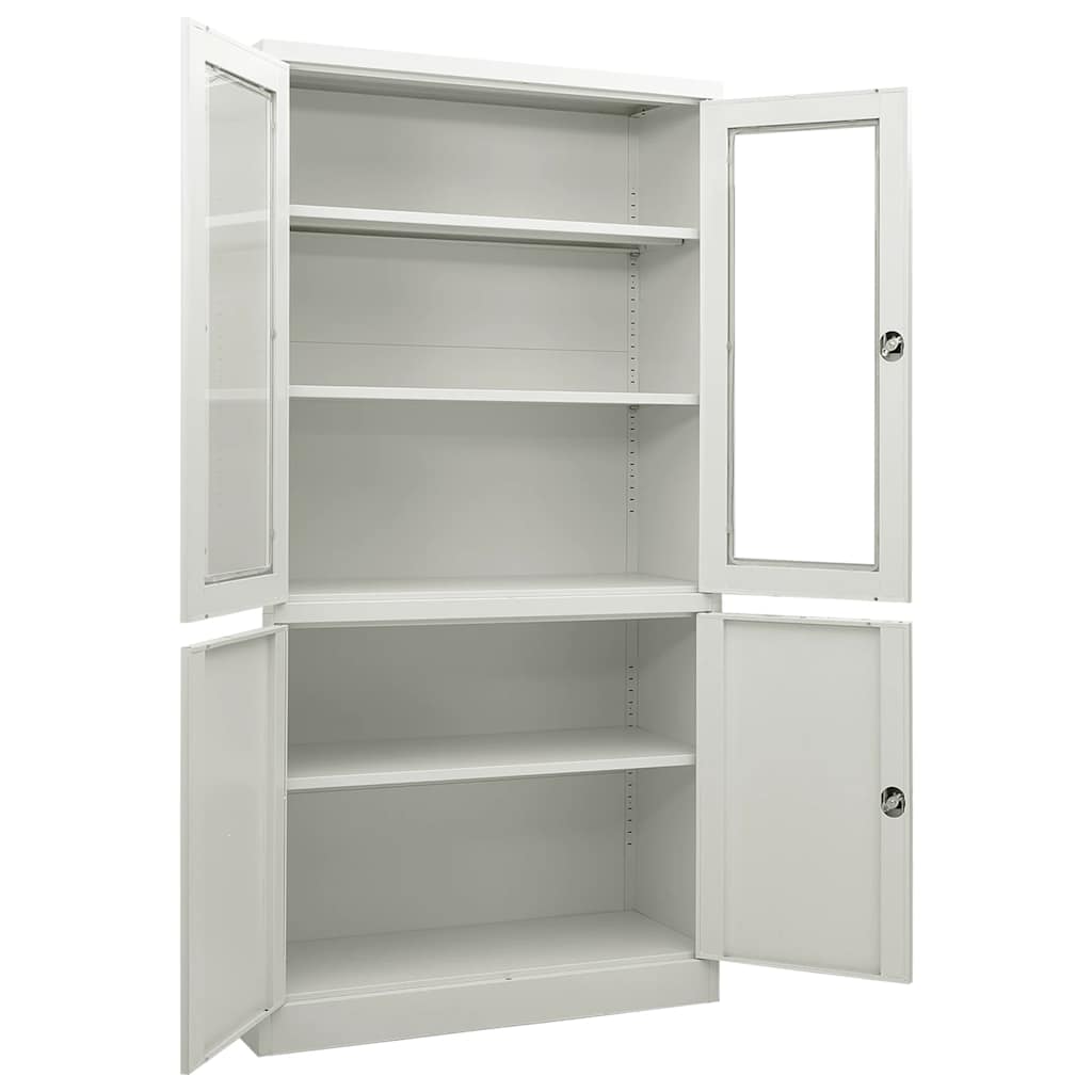 Office Cabinet | Light grey | Steel, tempered glass | 90x40x180 cm