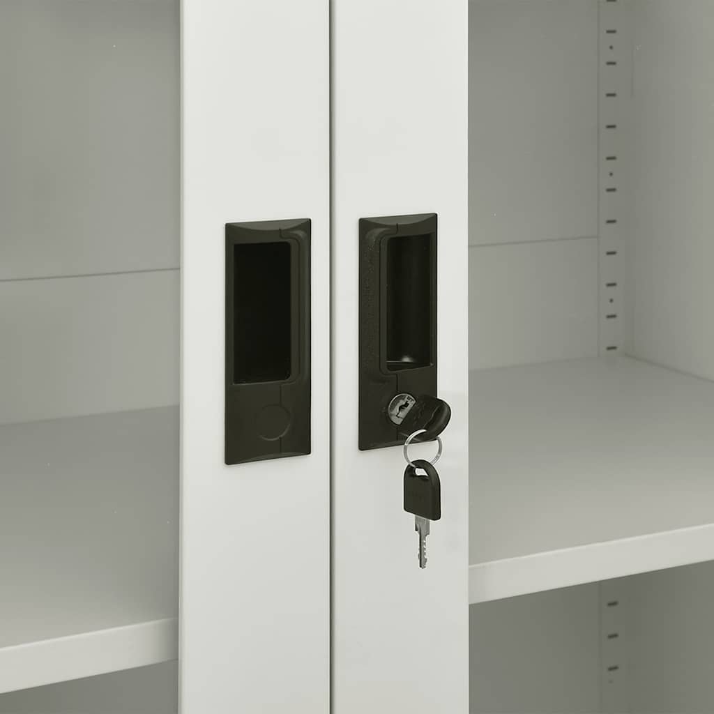Office Cabinet | Light grey | Steel, tempered glass | 90x40x180 cm