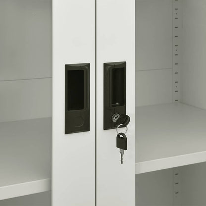 Office Cabinet | Light grey | Steel, tempered glass | 90x40x180 cm