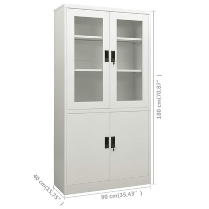 Office Cabinet | Light grey | Steel, tempered glass | 90x40x180 cm
