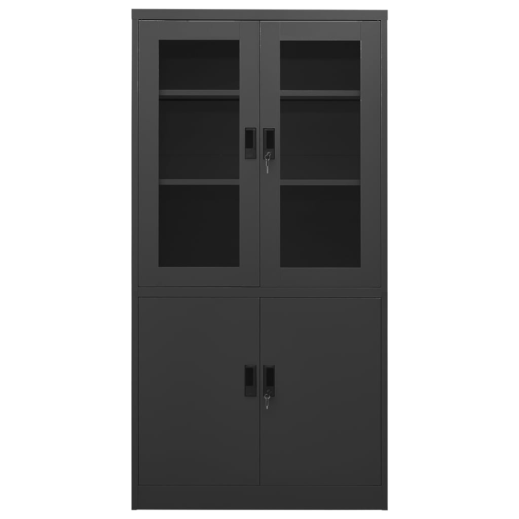Office Cabinet | Anthracite | Steel, tempered glass | Large