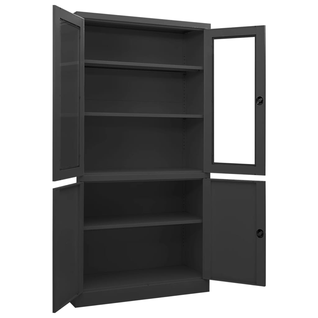 Office Cabinet | Anthracite | Steel, tempered glass | Large