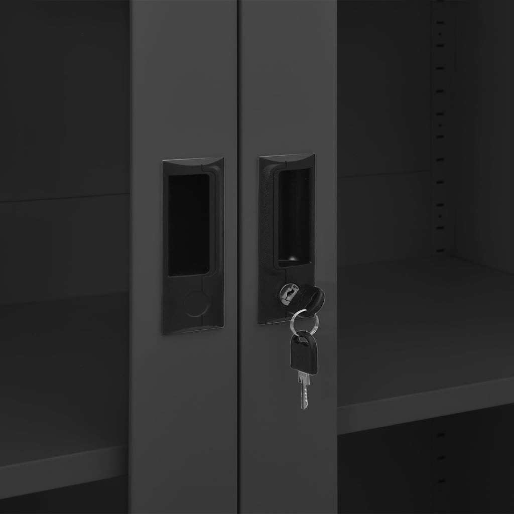 Office Cabinet | Anthracite | Steel, tempered glass | Large
