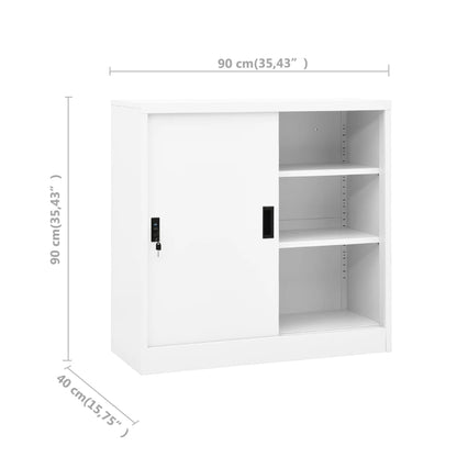Office Cabinet | White | Steel | 90 cm x 40 cm x 90 cm | Filing Cabinet