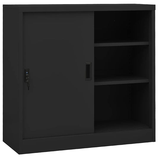 335953 vidaXL Office Cabinet with Sliding Door Anthracite 90x40x90 cm Steel
