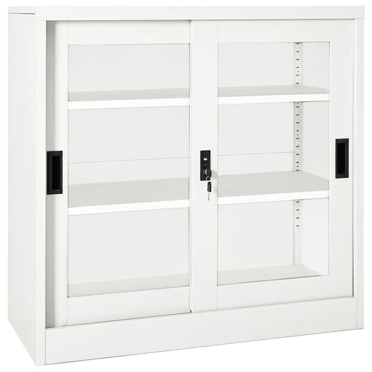 Sliding Door Cabinet | White | Steel | Medium | Locks