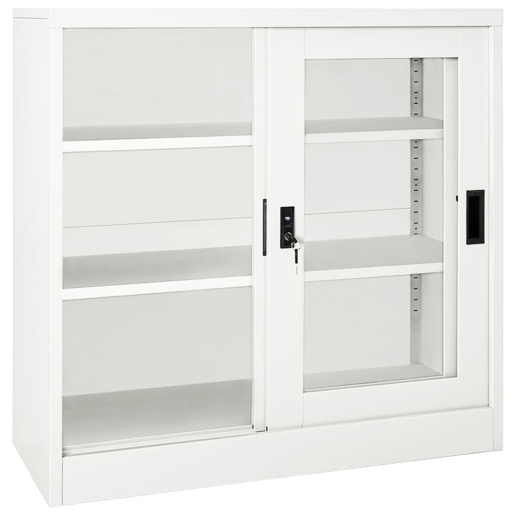 Sliding Door Cabinet | White | Steel | Medium | Locks