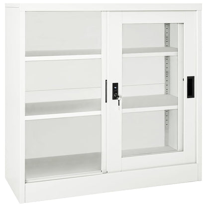Sliding Door Cabinet | White | Steel | Medium | Locks