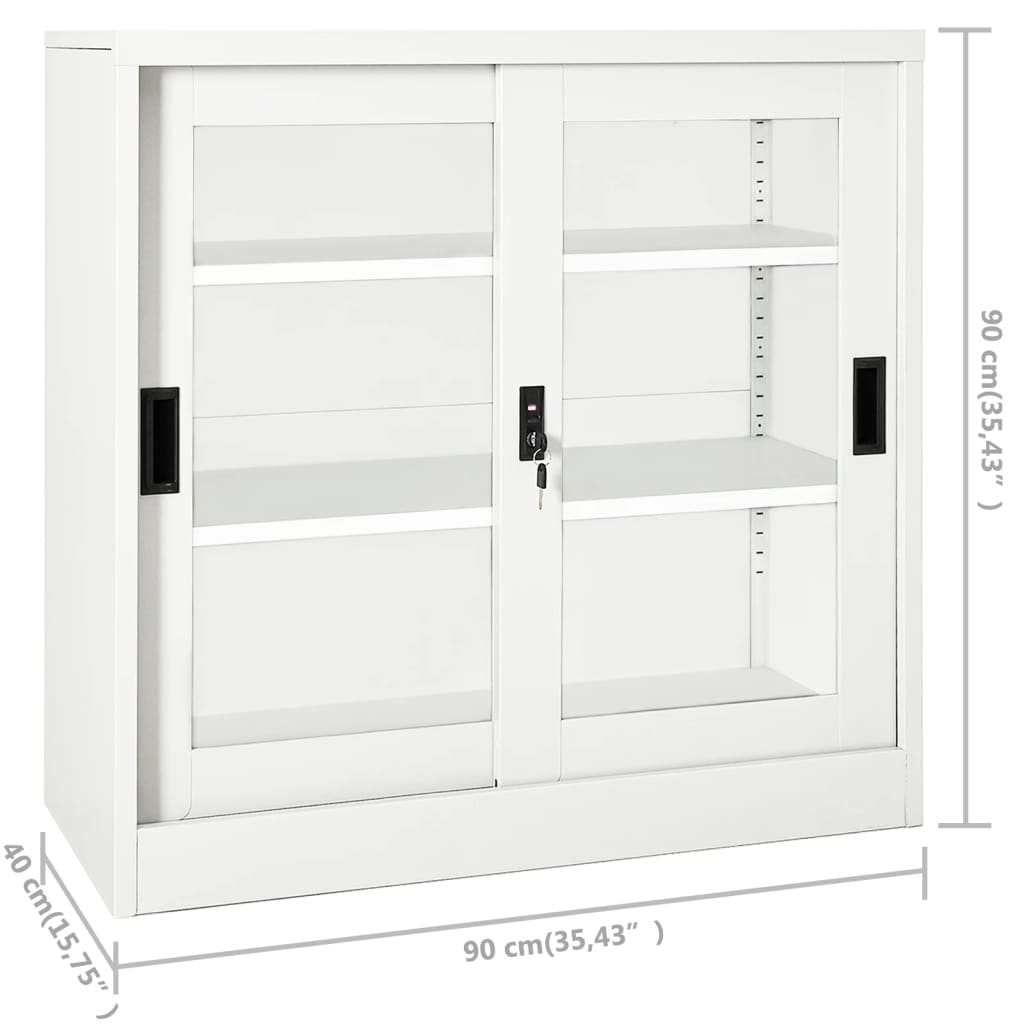 Sliding Door Cabinet | White | Steel | Medium | Locks