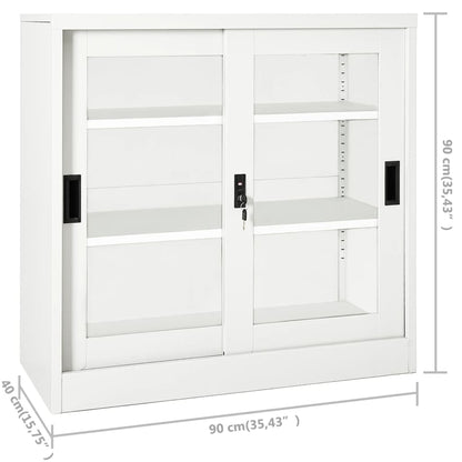 Sliding Door Cabinet | White | Steel | Medium | Locks