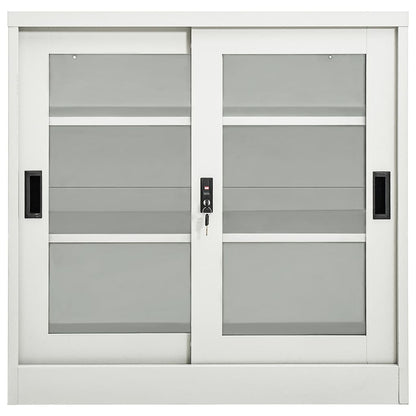 Sliding Door Cabinet | Light grey | Steel, tempered glass | Medium