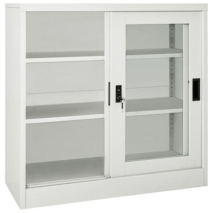 Sliding Door Cabinet | Light grey | Steel, tempered glass | Medium
