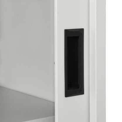 Sliding Door Cabinet | Light grey | Steel, tempered glass | Medium