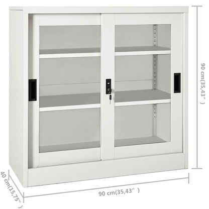 Sliding Door Cabinet | Light grey | Steel, tempered glass | Medium