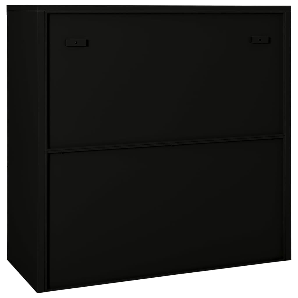 Sliding Door Cabinet | Black | Steel, Tempered Glass | Medium