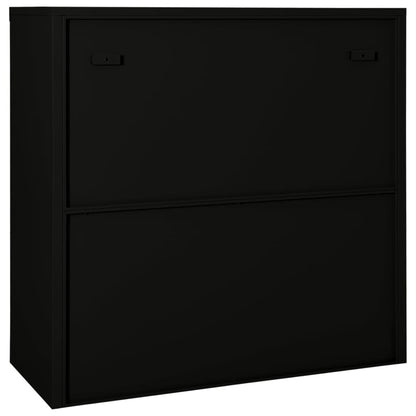 Sliding Door Cabinet | Black | Steel, Tempered Glass | Medium