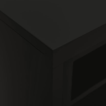 Sliding Door Cabinet | Black | Steel, Tempered Glass | Medium