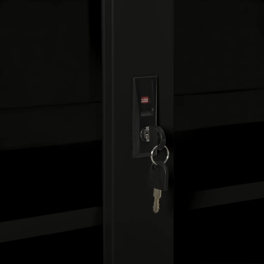 Sliding Door Cabinet | Black | Steel, Tempered Glass | Medium
