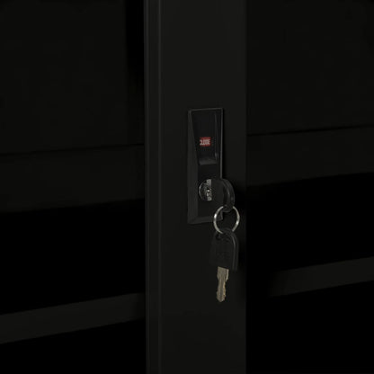 Sliding Door Cabinet | Black | Steel, Tempered Glass | Medium