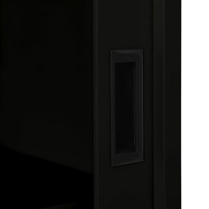 Sliding Door Cabinet | Black | Steel, Tempered Glass | Medium