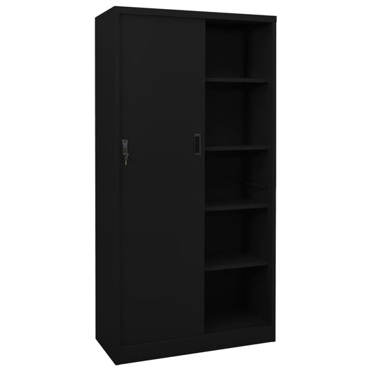 Office Cabinet | Black | Steel | Large | Height-Adjustable Shelves