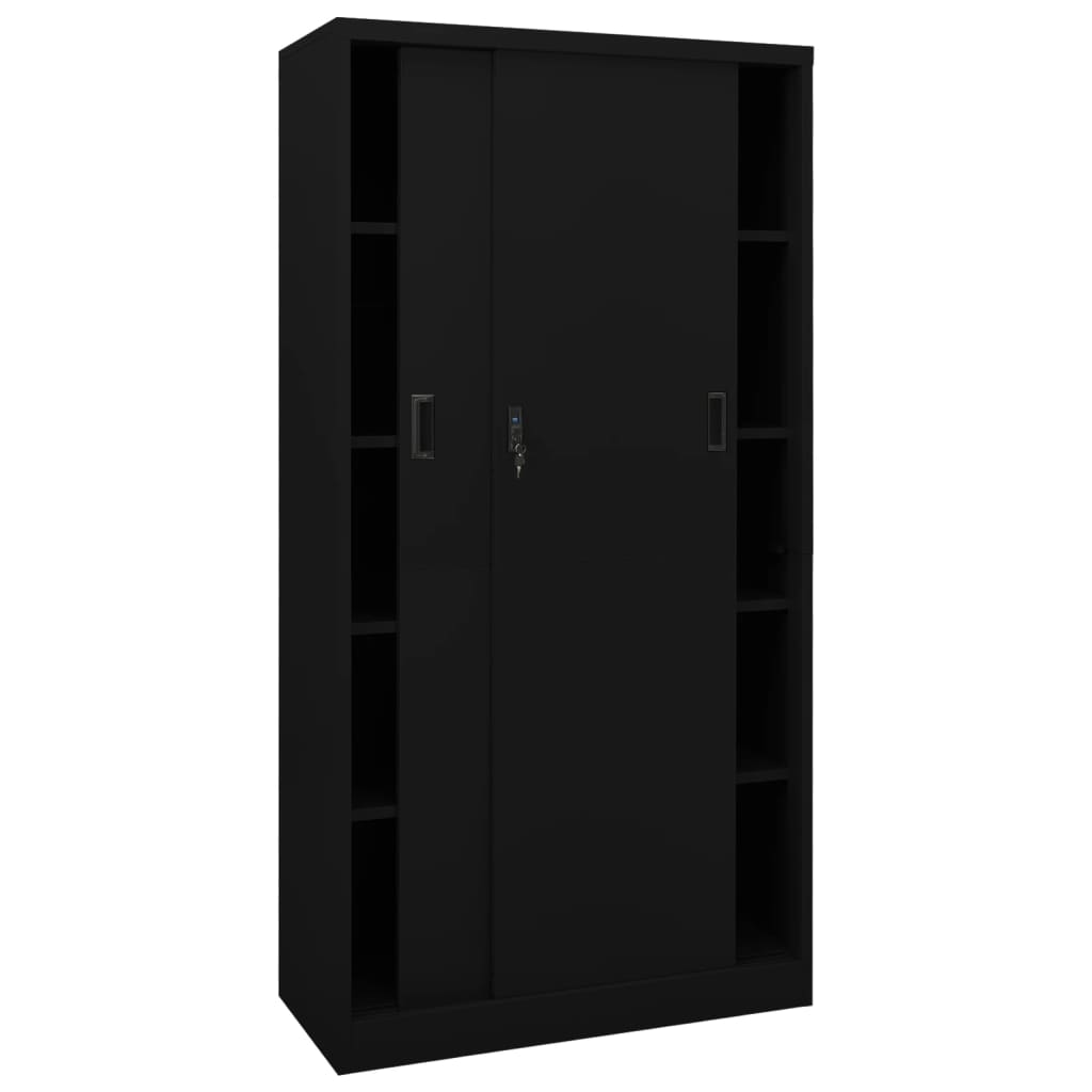 Office Cabinet | Black | Steel | Large | Height-Adjustable Shelves