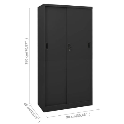 Office Cabinet | Anthracite | Steel | 90x40x180 cm