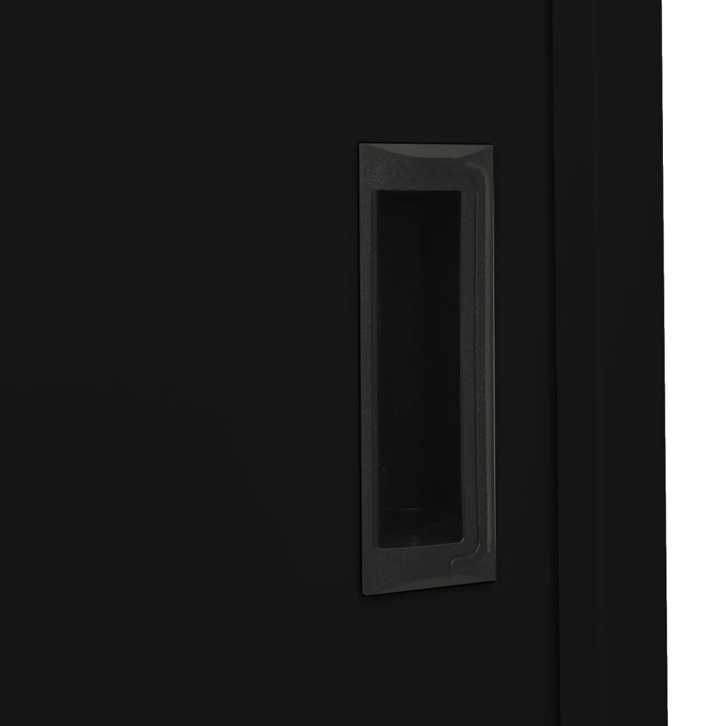 Office Cabinet | Black | Steel, tempered glass | 90 x 40 x 180 cm