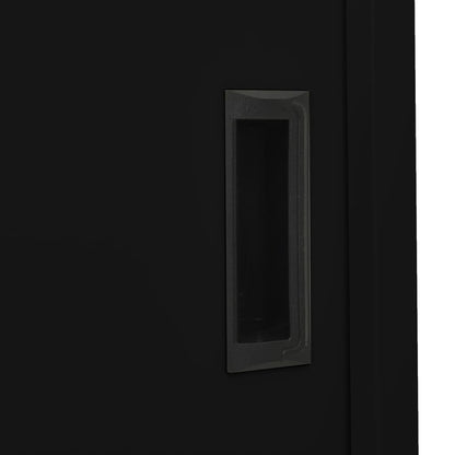 Office Cabinet | Black | Steel, tempered glass | 90 x 40 x 180 cm