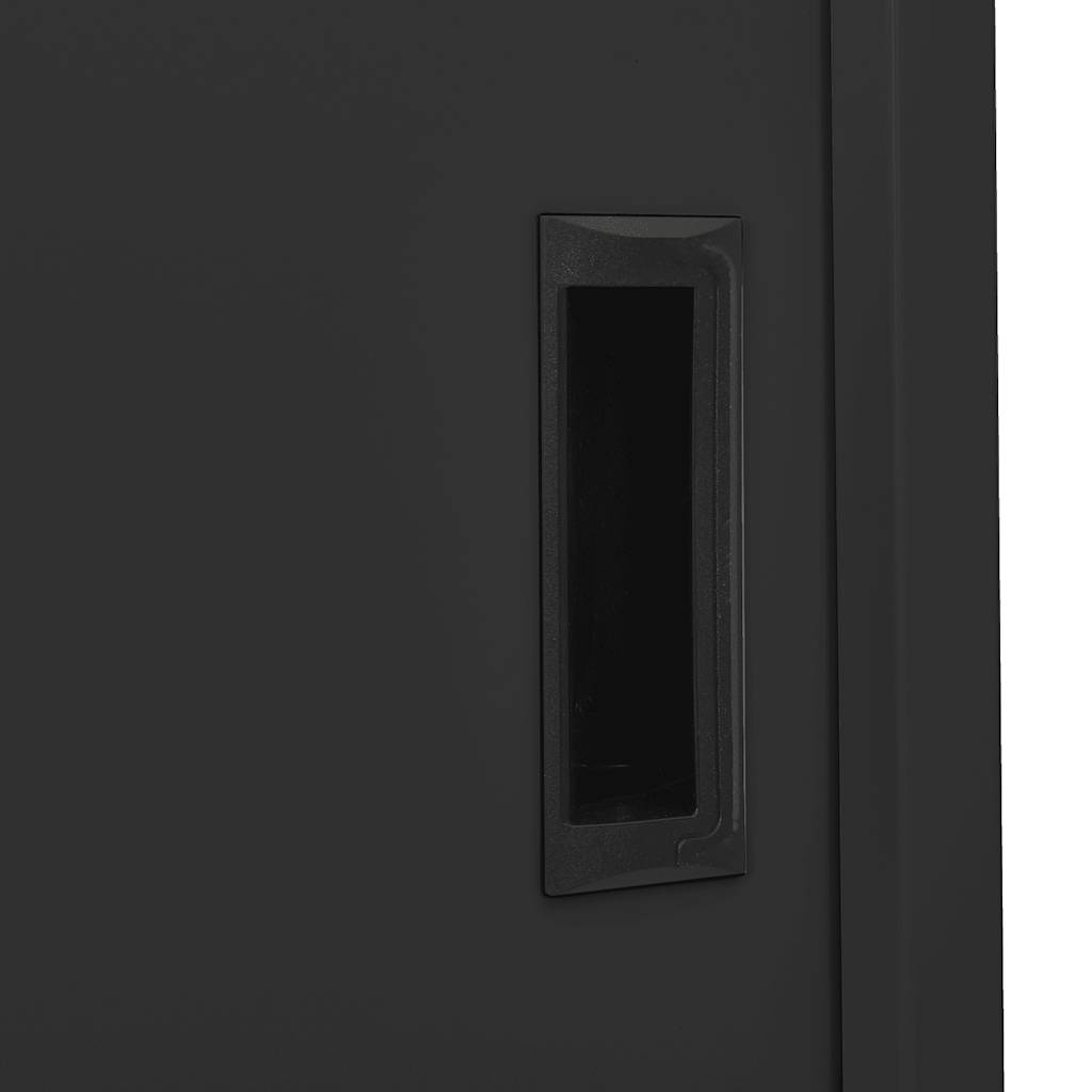 Office Cabinet | Anthracite | Steel, Tempered Glass | 90 x 40 x 180 cm