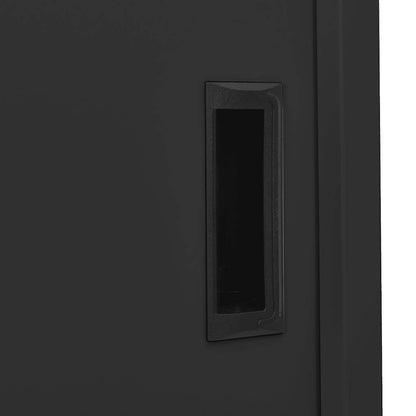 Office Cabinet | Anthracite | Steel, Tempered Glass | 90 x 40 x 180 cm