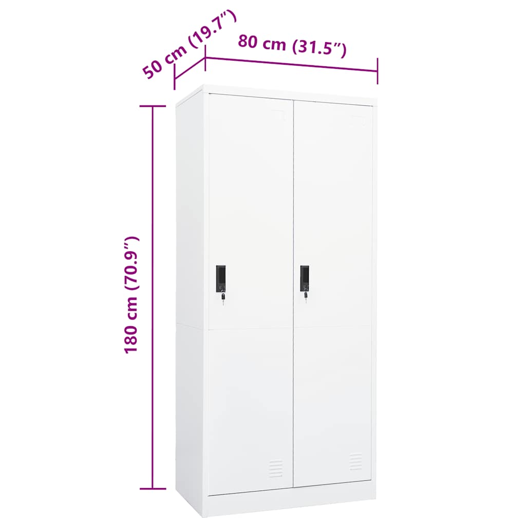 Wardrobe White 80x50x180 cm Steel