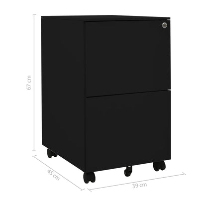 File Cabinet | Black | Steel | 39x45x67 cm | File Cabinet | Rectangular