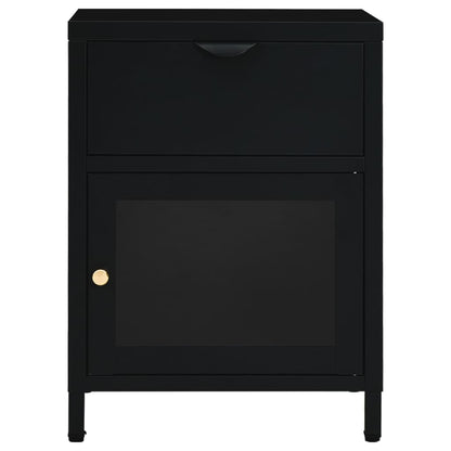 Nightstand Black 40x30x54.5 cm Steel and Glass