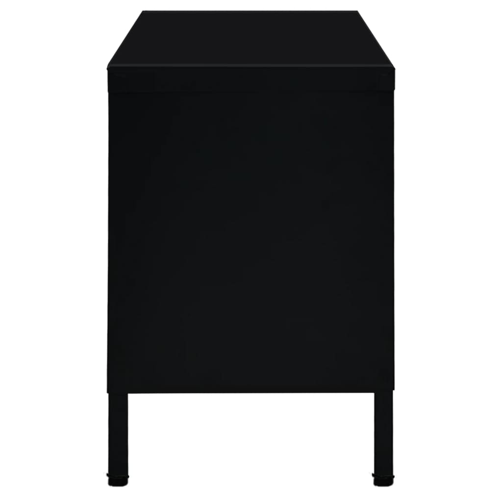 TV Cabinet | Black | Black powder-coated steel, tempered glass