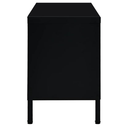 TV Cabinet | Black | Black powder-coated steel, tempered glass