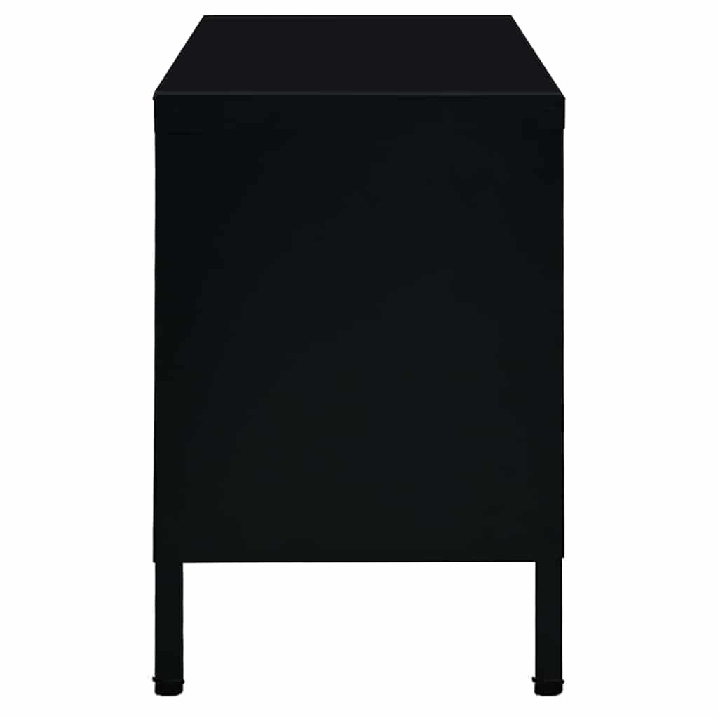 336055 vidaXL TV Cabinet Black 90x30x44 cm Steel and Glass