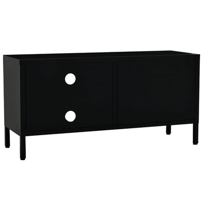 TV Cabinet | Black | Black powder-coated steel, tempered glass