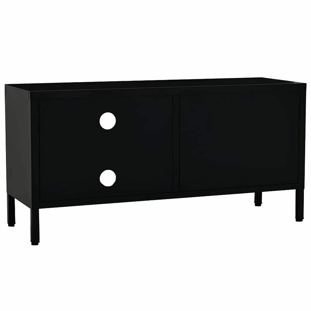 336055 vidaXL TV Cabinet Black 90x30x44 cm Steel and Glass