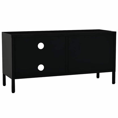 336055 vidaXL TV Cabinet Black 90x30x44 cm Steel and Glass