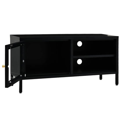 336055 vidaXL TV Cabinet Black 90x30x44 cm Steel and Glass