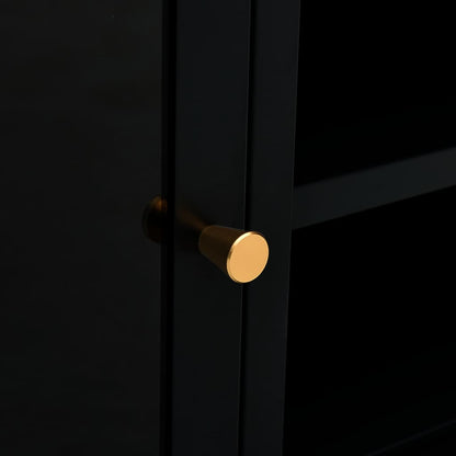 TV Cabinet | Black | Black powder-coated steel, tempered glass