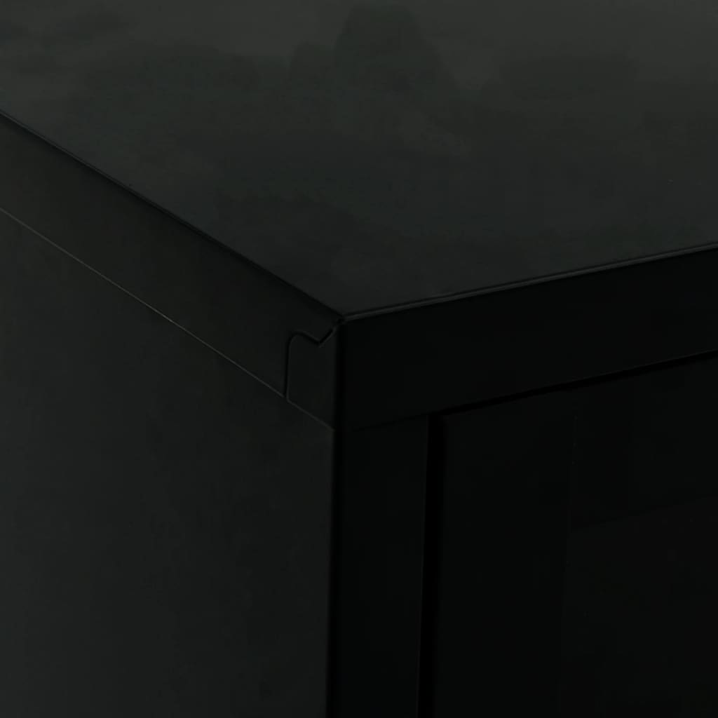 TV Cabinet | Black | Black powder-coated steel, tempered glass