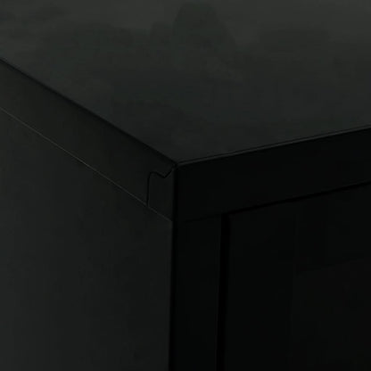 TV Cabinet | Black | Black powder-coated steel, tempered glass