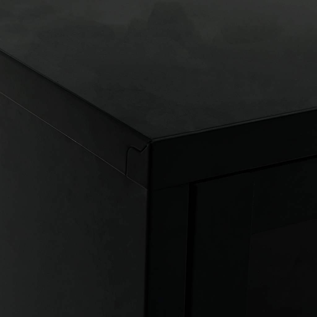 336055 vidaXL TV Cabinet Black 90x30x44 cm Steel and Glass