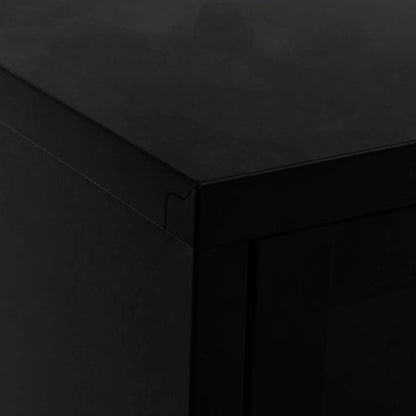 336055 vidaXL TV Cabinet Black 90x30x44 cm Steel and Glass