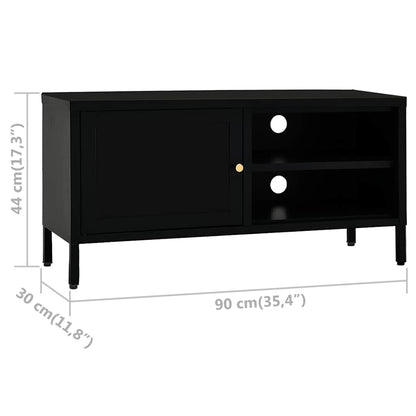 336055 vidaXL TV Cabinet Black 90x30x44 cm Steel and Glass