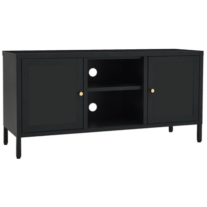 TV Cabinet | Black | Black powder-coated steel | Medium | Adjustable Feet