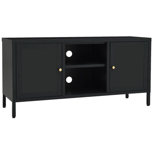TV Cabinet | Black | Black powder-coated steel | Medium | Adjustable Feet