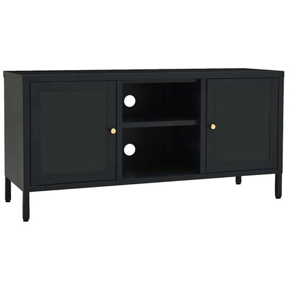336058 vidaXL TV Cabinet Black 105x35x52 cm Steel and Glass